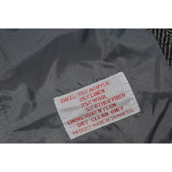 William John Blazer Tweed Style Mens Size 40 Reg Gray Herringbone Linen Wool - Picture 9 of 12